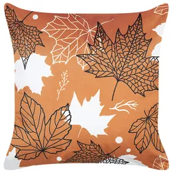 Dekokissen POINSETTIA Samtstoff 45 x 45 cm Orange Pflanzenmuster