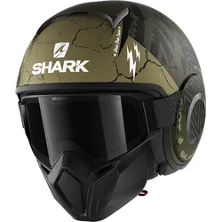 Shark Street-Drak Crower Jet helm, zwart-groen, XS Voorman