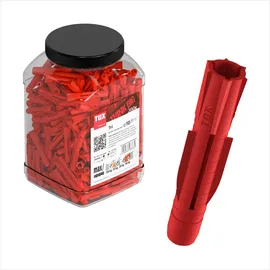 TOX Dübel Big Pack, Allzweckdübel Tri 10/61 200 Stück in vielseitig einsetzbarer und bruchsicheren Runddose, 2500 ml, 010260003, Rot, 10x61 mm