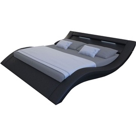 SalesFever Polsterbett, mit LED-Licht im Kopfteil, Lounge Bett in moderner Form, in Kunstleder schwarz schwarz schwarz, , 54885133-0 Kunstleder