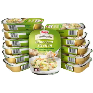 Buss Freizeitmacher Hähnchenstreifen mit Kartoffeln und Gemüse in cremiger Sauce - Fertiggerichte zum Aufwärmen in Mikrowelle & Topf - Schnell & Einfach Zubereitet - 12 x 300g