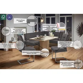 Home Affaire Eckbank HOME AFFAIRE "Rab", schwarz (schwarz (arizona 4420), silberfarben), B:200cm H:88cm T:160cm, Polyester, Sitzbänke, Eckbank, in 2 Breiten (180 oder 200 cm), Bezug in verschiedenen Qualitäten