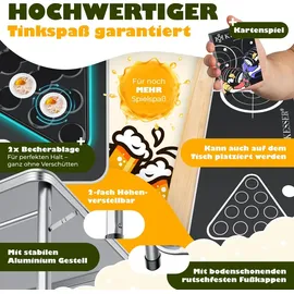 Kesser KESSER® Bier Pong Tisch Set mit Kartenspiel Trinkspiel inkl. 100 Becher (50 Rot & 50 Blau), 6 Bälle + Regelwerk Partyspiele Table Höhenverstellbar Klappbarer ohne oder mit LED