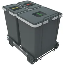 ELLETIPI PF01 34B1 Abnehmbarer, differenzierter Abfalleimer mit Standfuß, Innenvolumen 18 + 8 + 8 Liter