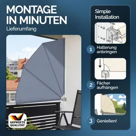 DETEX Balkonfächer 140 x 140 cm grau Polyester 2 St.