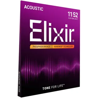 ELIXIR 16027 Saiten Phosphor Bronze Akustik-Gitarrensaiten mit Nanoweb Custom Light