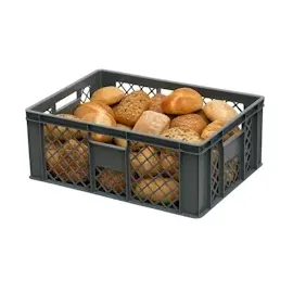 Logiplast 6 Stück Bäckerkisten 600 x 400 x 230 mm + 1 Transportroller in Rot