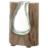 LEONARDO Casolare, Deko-Vase aus Holz und Glas, handgefertigte, rustikale Tischvase in modernem Country-Style, Unikat, Höhe: 20,4 cm, 038508, 1 Stück