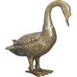 FineBuy Deko Gans Gold 46 cm Aluminium Statue Wohndeko Dekoration