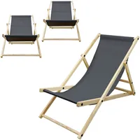 ECD Germany 3er Set Liegestuhl klappbar, Anthrazit Holz 3