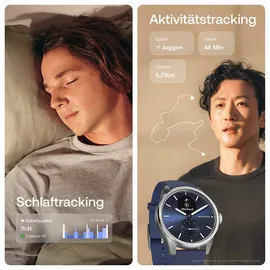 Withings ScanWatch 2 42 mm silber, Silikonarmband blau