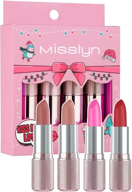 MISSLYN Kiss My Lips Set 2 (95 Coffee Time + 98 Sweet Talk + 185 Rosy Blush + 192 Butterflies In My Stomach)