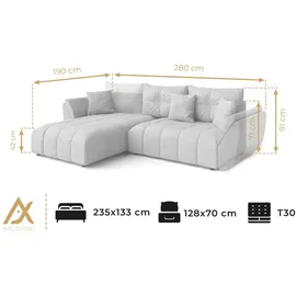 ax living Eckcouch mit Schlaffunktion 280 cm Grün