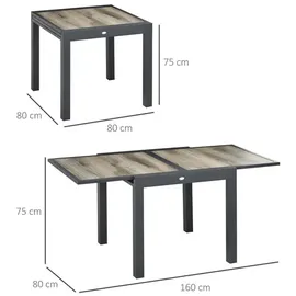 Outsunny Gartentisch Esstisch 160 x 80 x 75 cm Beige/Grau