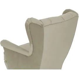 beautysofa Chesterfield-Sessel, Greige, Textil, 1-Sitzer, 82x102x92 cm, Wohnzimmer, Sessel, Ohrensessel