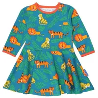 Toby Tiger Skater Kleid mit Raubkatzen Print in grün | Gr.: 116