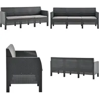 3-Sitzer Gartensofa mit Kissen Anthrazit pp Rattan - Gartensofa - Gartensofas - Home & Living - Anthrazit