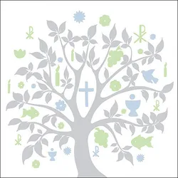 Ambiente 20 Servietten Papier 33x33cm 3-lagig - hochwertige Einweg Papierservietten Lebensbaum Motiv Partyservietten Religion Symbole Tischdeko Kommunion Taufe