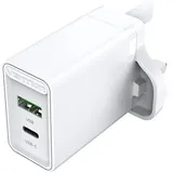 Vention UK-Netzladegerät mit 2 Anschlüssen USB-A und USB-C (18W/20W) Schnellladegerät Weiß