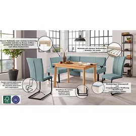OTTO home Eckbank OTTO HOME "Oliver mit Metallgestell, Küchenbank", blau (hellblau (fantasy 8214), schwarz), B:220cm H:89cm T:160cm, Holzwerkstoff, Massivholz, Polyester, Sitzbänke, Eckbank, verschiedene Bezüge Cord Esszimmerbank OTTOs Choice
