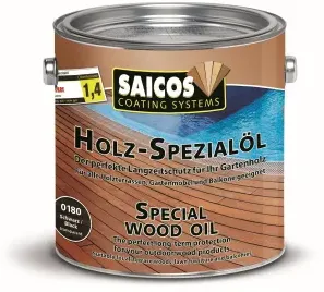 SAICOS Holzspezialöl, schwarz, Premium Schutz für alle Holzterrassen und Gartenmöbel, 2,5 Liter - Dose