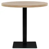 vidaXL Bistrotisch MDF und Stahl Rund 80 x 75 cm Eichenoptik