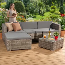 MuCoLa Polyrattan Lounge-Set 5-tlg. grau