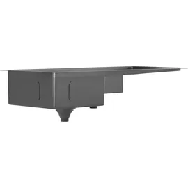 Klarstein Spülbecken – 1,5 Becken mit Abtropffläche, Robuster 304 Edelstahl, Kratz- & Hitzebeständig, Leicht zu Reinigen, Inkl. Überlauf & Ei... - Grau