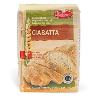 KÜCHENMEISTER Brotbackmischung Ciabattabrot, mit Weizenvorteig und Hefe, 1kg