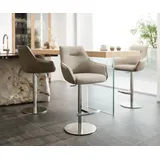 DeLife Barstuhl Alja-Flex Materialmix Mikrofaser Schlamm / Bouclé Schlamm Drehfußhöhenverstellbar Edelstahl drehbar Taschenfederkern