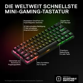 SteelSeries Apex Pro Mini Wireless, Gaming Tastatur, Mechanisch, Sonstiges, Kabelgebunden, Kabellos, Schwarz