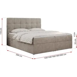 MKS Meble Boxspringbett 140 x 200 cm H3 Beige