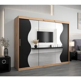 abiks möbel Schwebetürenschrank MADRYT 250 x 200 x 62 cm Schwarz