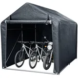 Randaco Fahrradgarage PE-Dach,Garagenzelt für 1 Motorrad,Fahrräder Carport UV-Schutz & Wasserdicht mit stabiler Stahlkonstruktion,Lagerzelt für Motorrad,Fahrräder Garten und Geräte, Grau 218x157x166cm