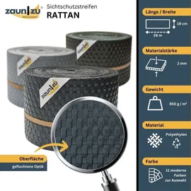 zaunzu® Sichtschutzstreifen Rattan 26 m Anthrazit