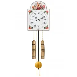 Hermle -Schilderuhr Weiß mit Bemalung 8 Tage Halbstundenschlag Mechanisch 62cm- 61026-000261