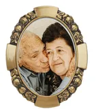 YJZQ Grabstein mit Foto Gedenktafel Grabsteinovales Personalisiertes Porzellanbild mit individuellem Fotodruck Porzellan Grabsteinbild Rahmen aus Messing für Urnengrab Friedhof Grab (Farbfoto)