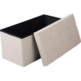Woltu Sitzhocker mit Stauraum Leinen 76 x 38 x 38 cm Cremeweiß/Beige