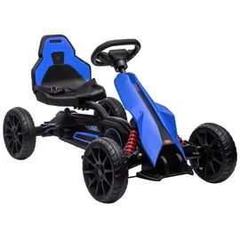Homcom Gokart, Kinderfahrzeug mit verstellbarem Sitz, Tretfahrzeug, Blau