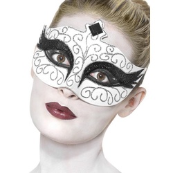 Smiffys Verkleidungsmaske Black Swan Maske, Düster-romantische Maske für effektvolle Kostümideen weiß