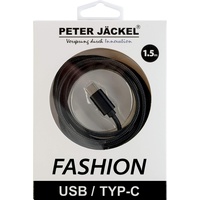 Peter Jäckel Fashion 1,5m USB Data Cable Black Typ-C USB mit Sync- und Ladefunktion