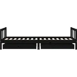 vidaXL Kinderbett mit Schubladen 90 x 200 cm Kiefer massiv schwarz