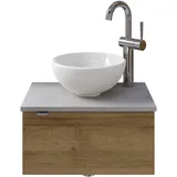 Saphir Waschtisch »Serie 6915 Waschschale mit Unterschrank für Gästebad, Gäste WC«, 51 cm breit, 1 Tür, Waschtischplatte, kleine Bäder, ohne Armatur, braun