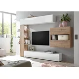INOSIGN Wohnwand "Sorano", weiß (weiß matt, weiß hochglanz lack, eichefarben cadiz), Kastenmöbel-Sets, Wohnwand, mit Hängeschrank