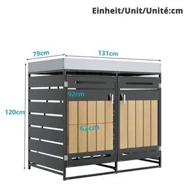 stilvora Mülltonnenbox 2 Fächer 100 x 100 cm schwarz