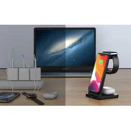 Wisam Wisam® 3 in 1 Multifunktion 15W QI Ladestation für Airpods Pro Apple Watch iPhone 12