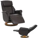 MCA Relaxsessel + Aufstehhilfe MCW-N58, Fernsehsessel Liegesessel Fußstütze Holz Leder ~ braun, Holz Natur