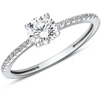 JEWLIX Verlobungsring 375er Weißgold Damenring mit Zirkonia und Zirkonia Pavé VR0461-W silberfarben 54