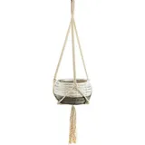 Kobolo Blumenampel Pflanzampel Chipwood rund grau weiß mit Folie) beige|grau