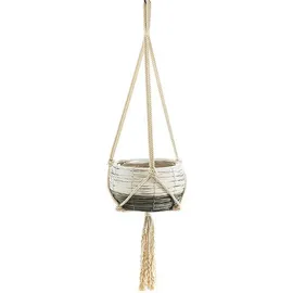 Kobolo Blumenampel Pflanzampel Chipwood rund grau weiß mit Folie) beige|grau